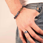 Denim Deep Carved Wave Ring