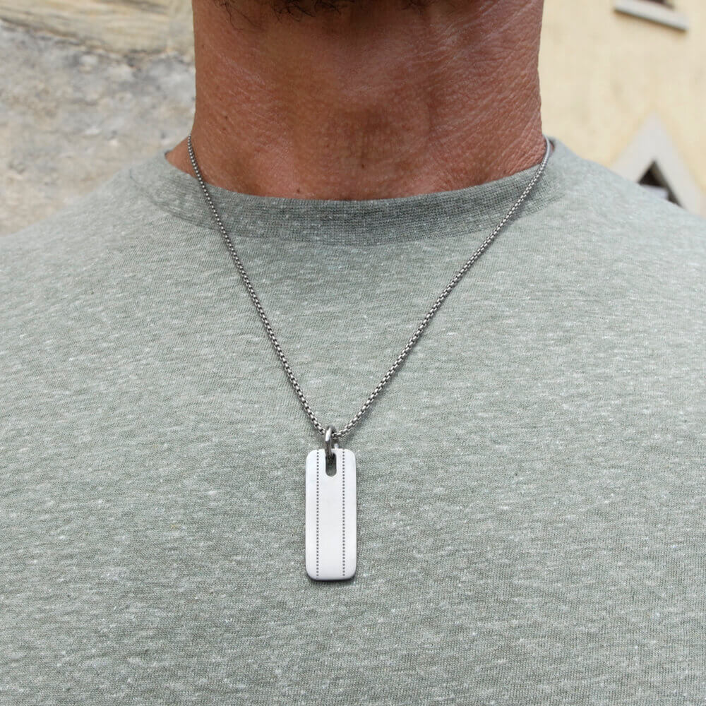 Stitched Pattern Pendant and Chain