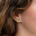 Double Five Petal Bead Stud Earrings