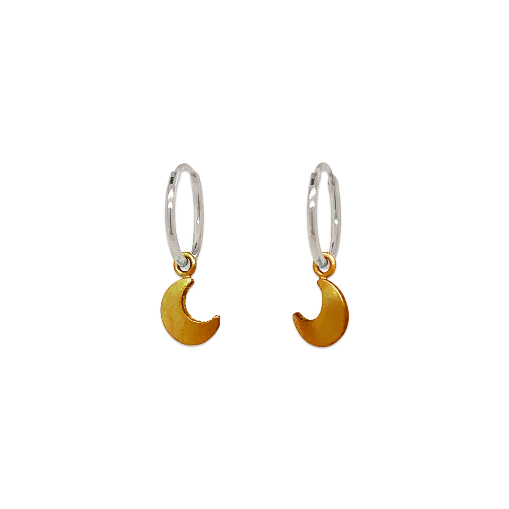 Moon Charm Hoops