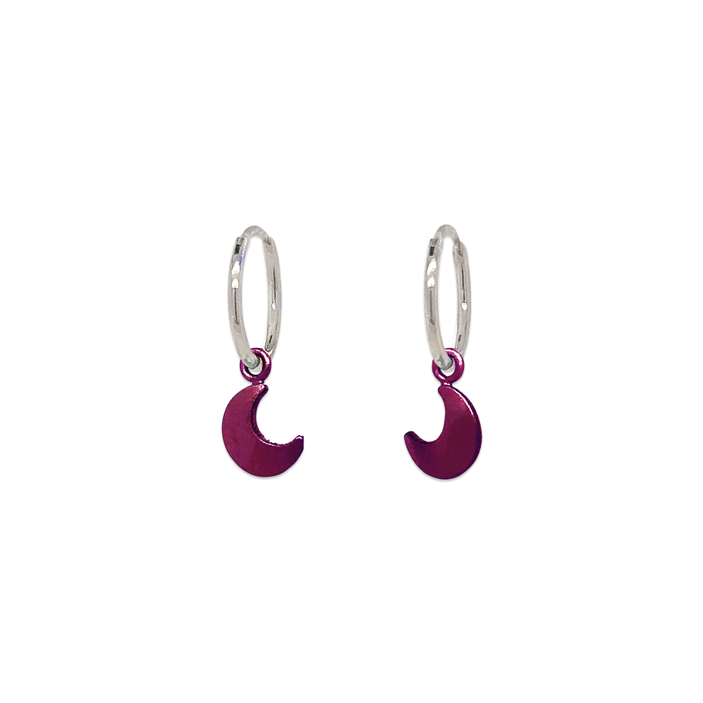 Moon Charm Hoops
