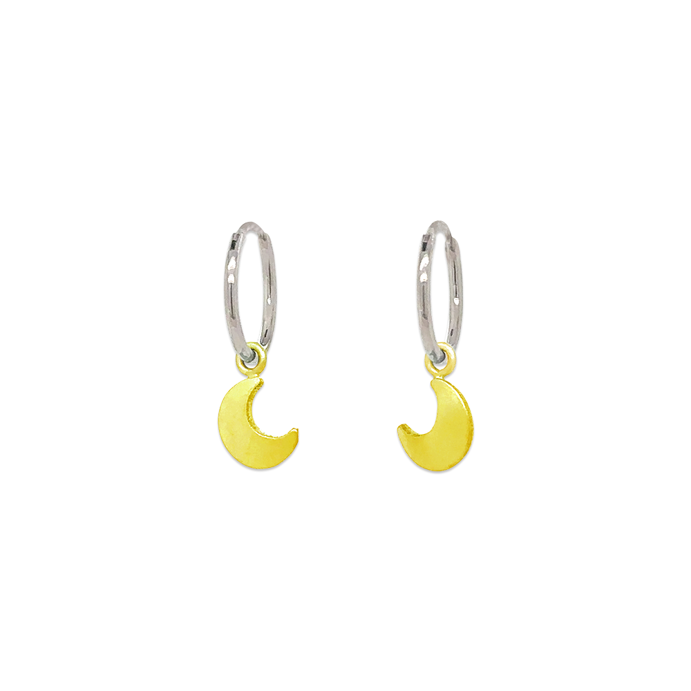 Moon Charm Hoops