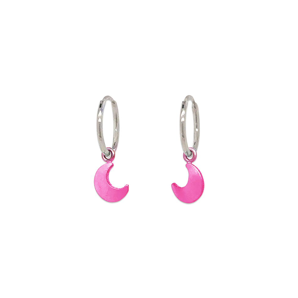 Moon Charm Hoops