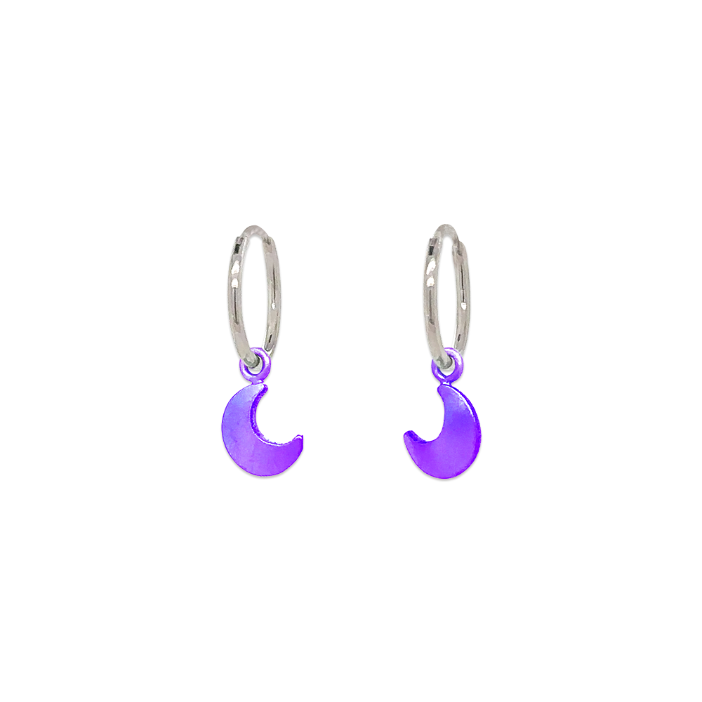 Moon Charm Hoops