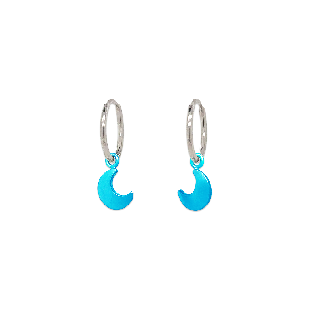 Moon Charm Hoops