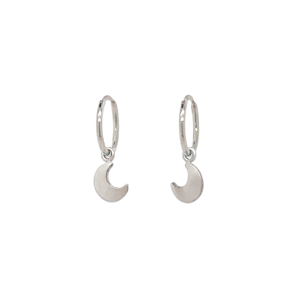 Moon Charm Hoops