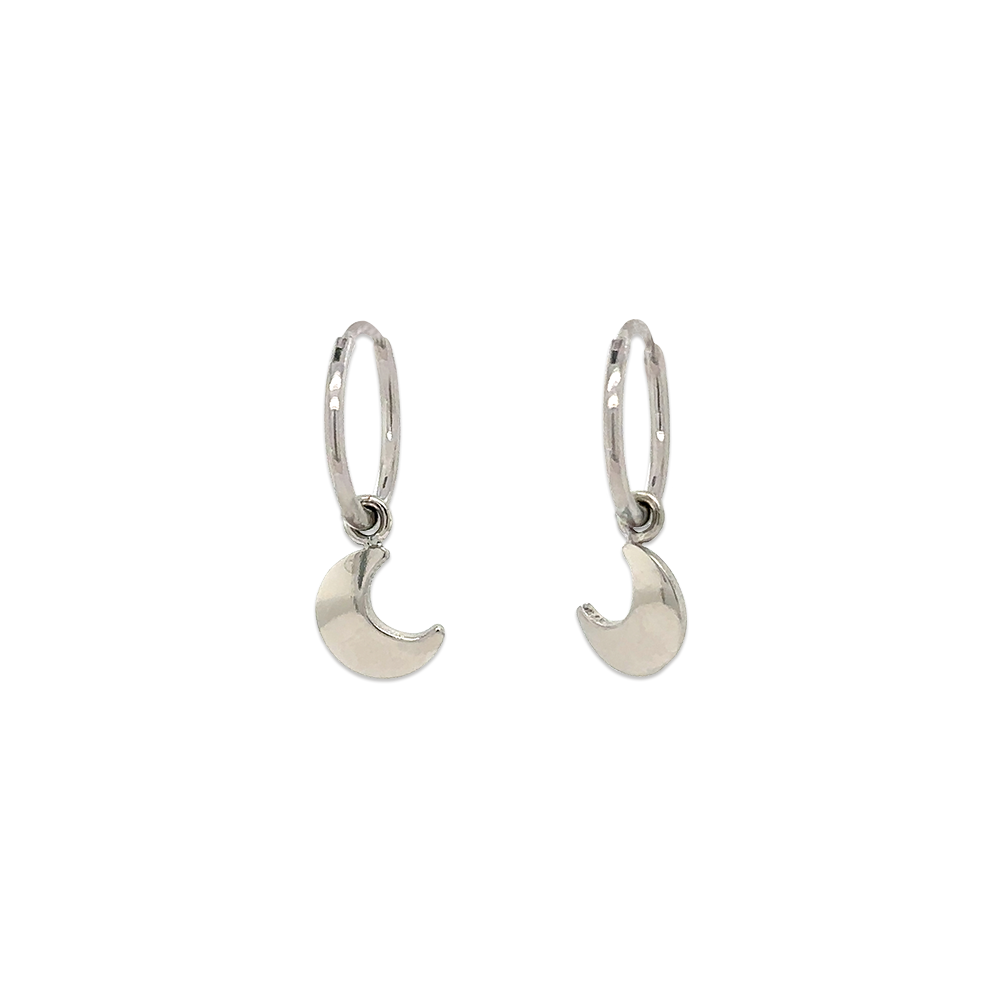 Moon Charm Hoops