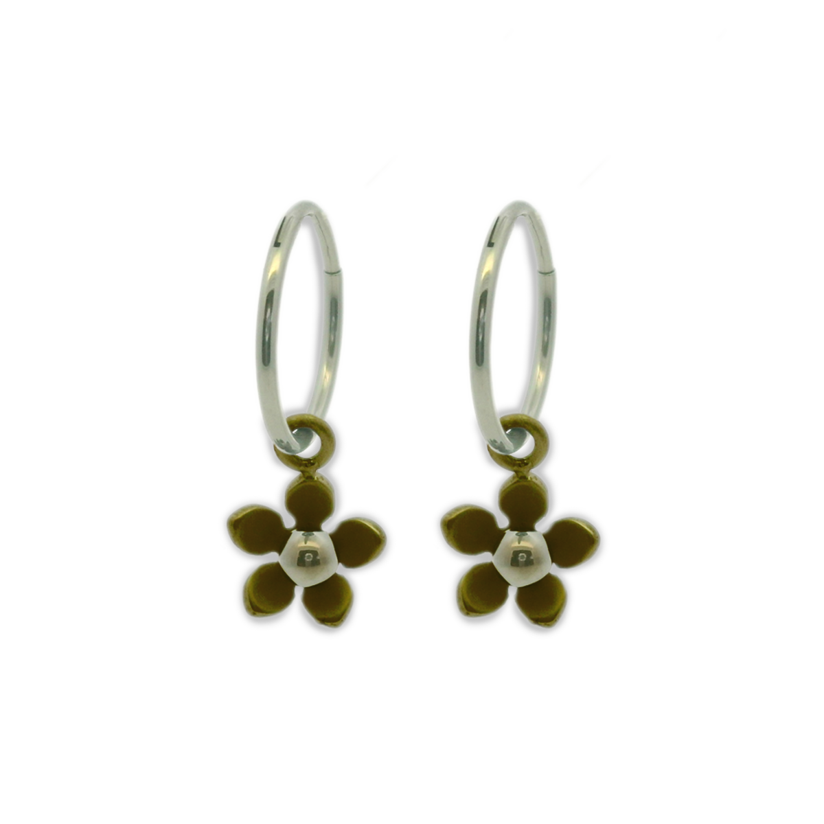 Five Petal Flower Charm Hoops