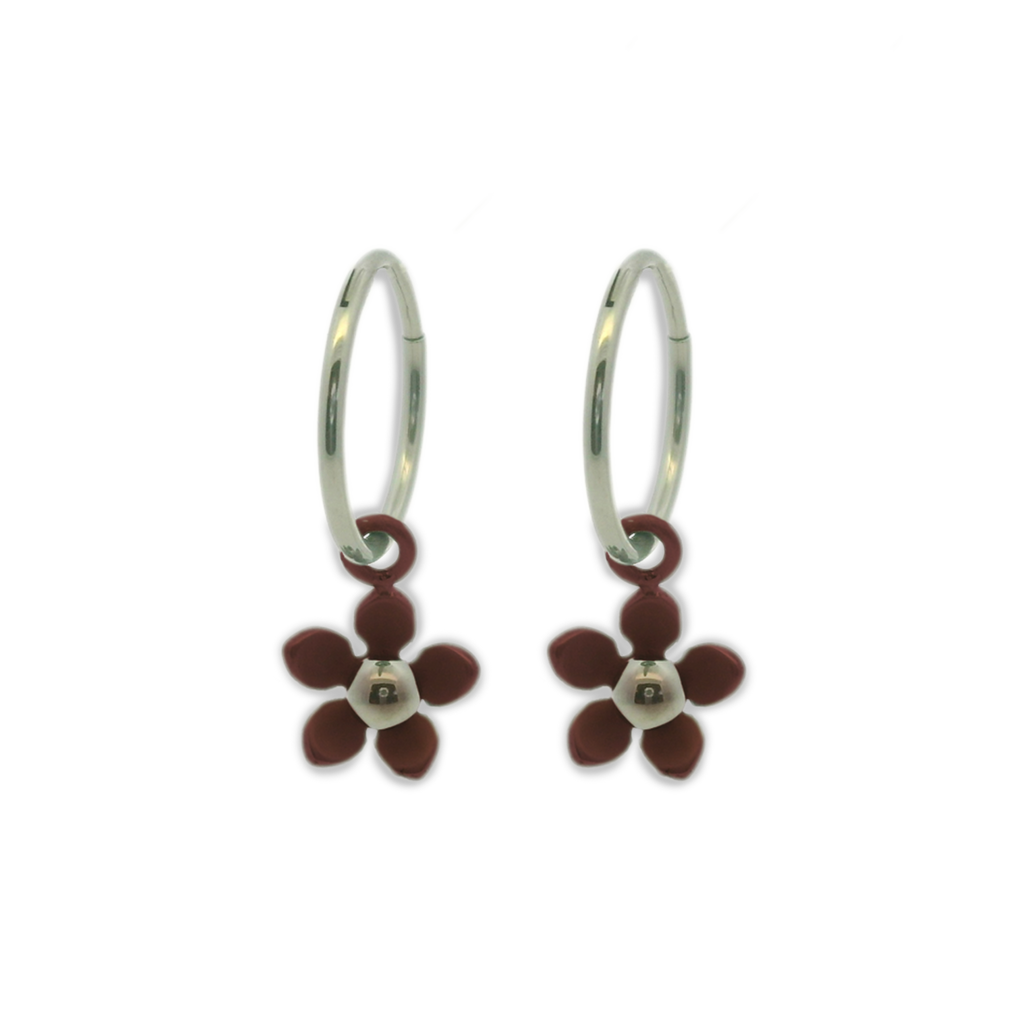 Five Petal Flower Charm Hoops