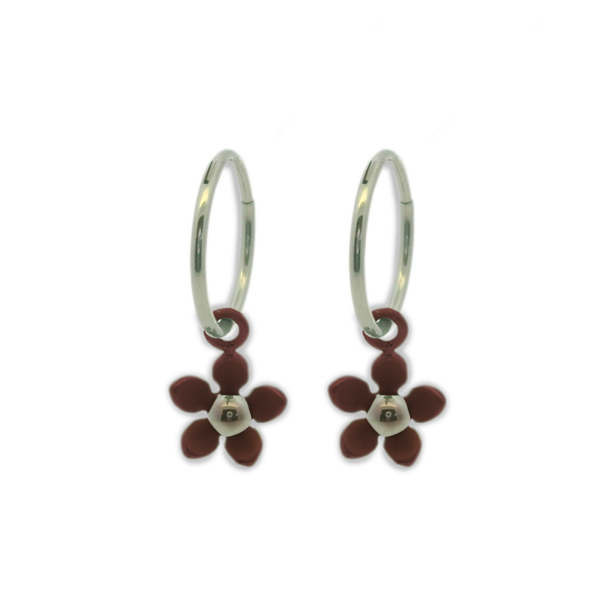 Five Petal Flower Charm Hoops