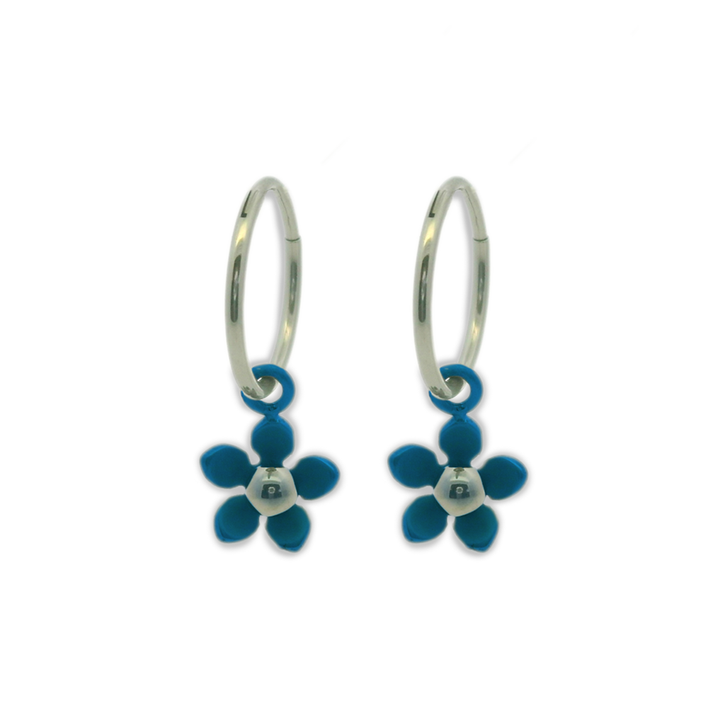 Five Petal Flower Charm Hoops