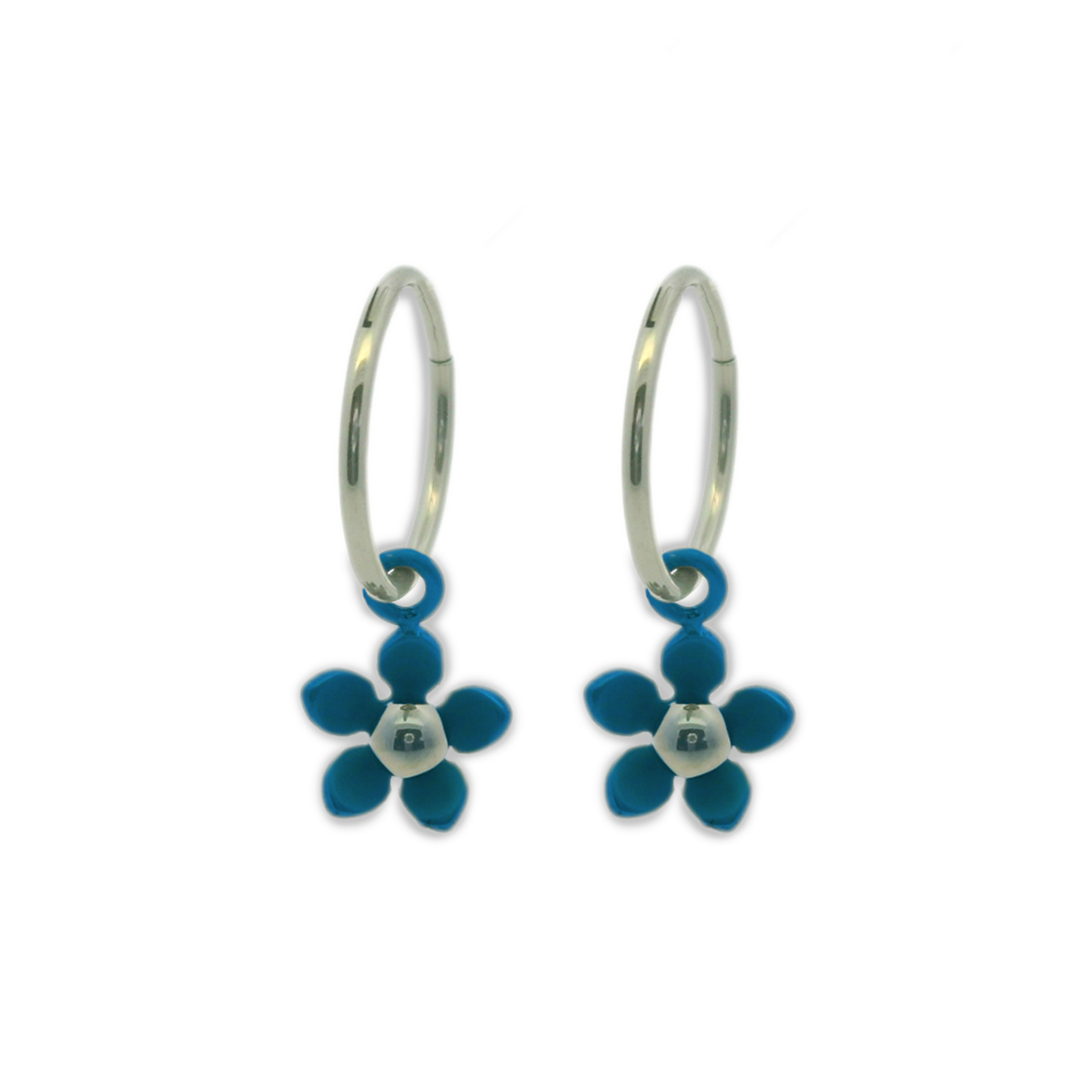 Five Petal Flower Charm Hoops
