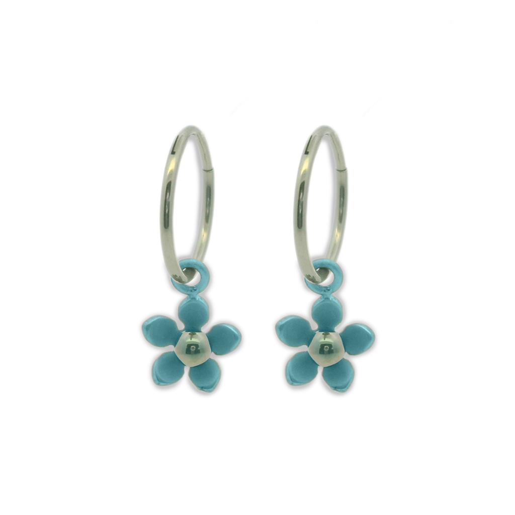 Five Petal Flower Charm Hoops