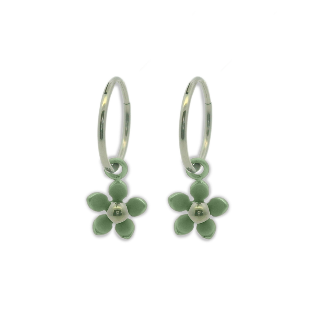 Five Petal Flower Charm Hoops