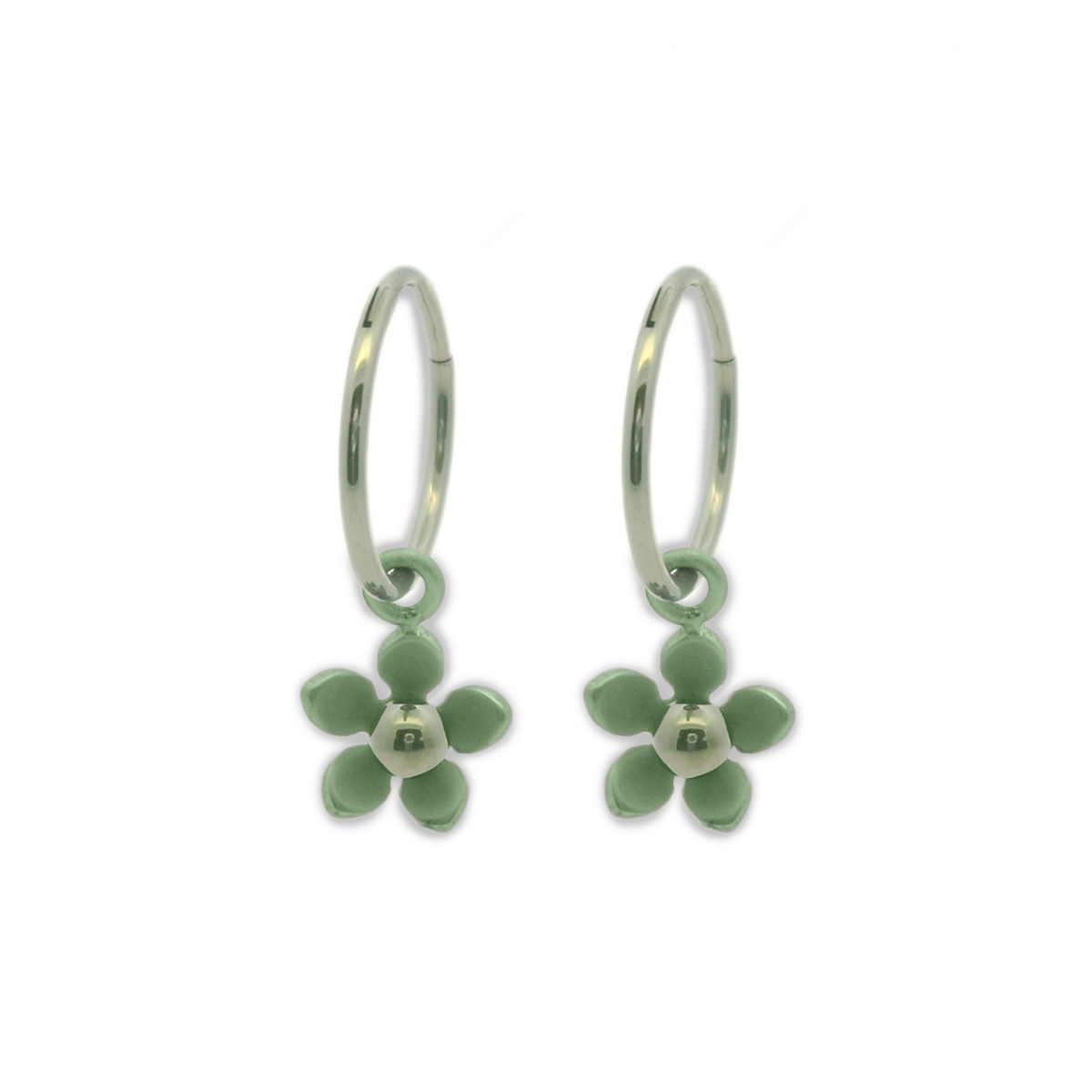 Five Petal Flower Charm Hoops