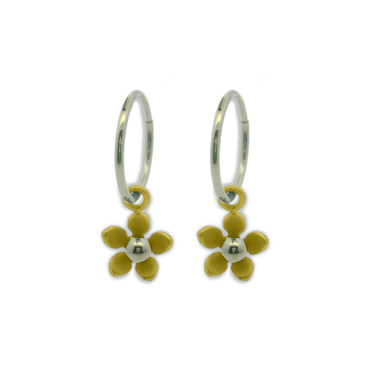 Five Petal Flower Charm Hoops