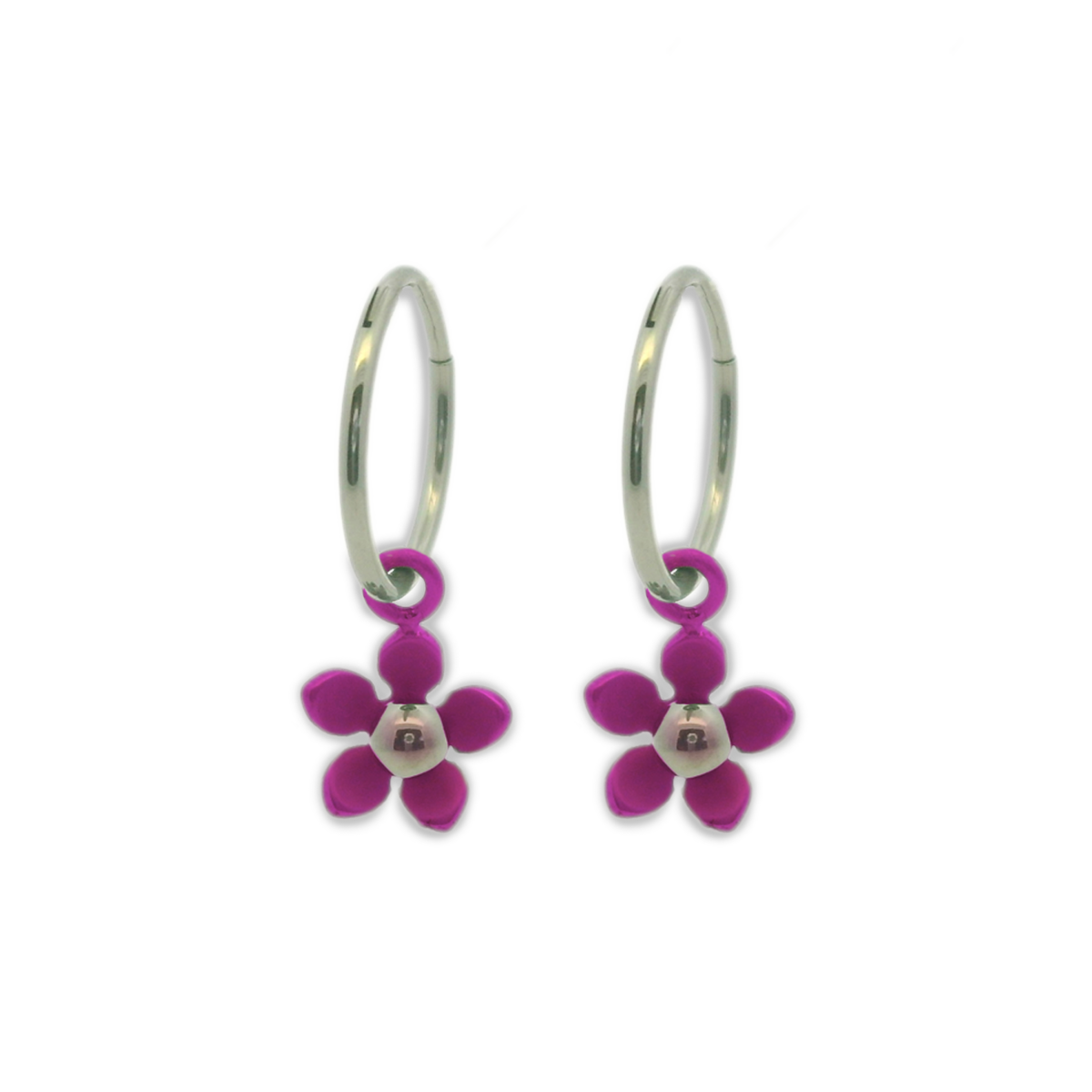Five Petal Flower Charm Hoops