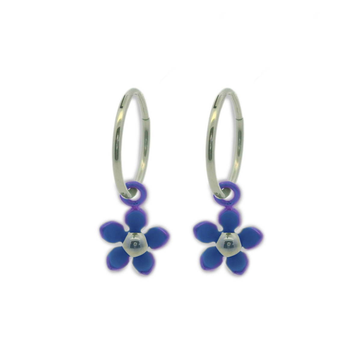 Five Petal Flower Charm Hoops