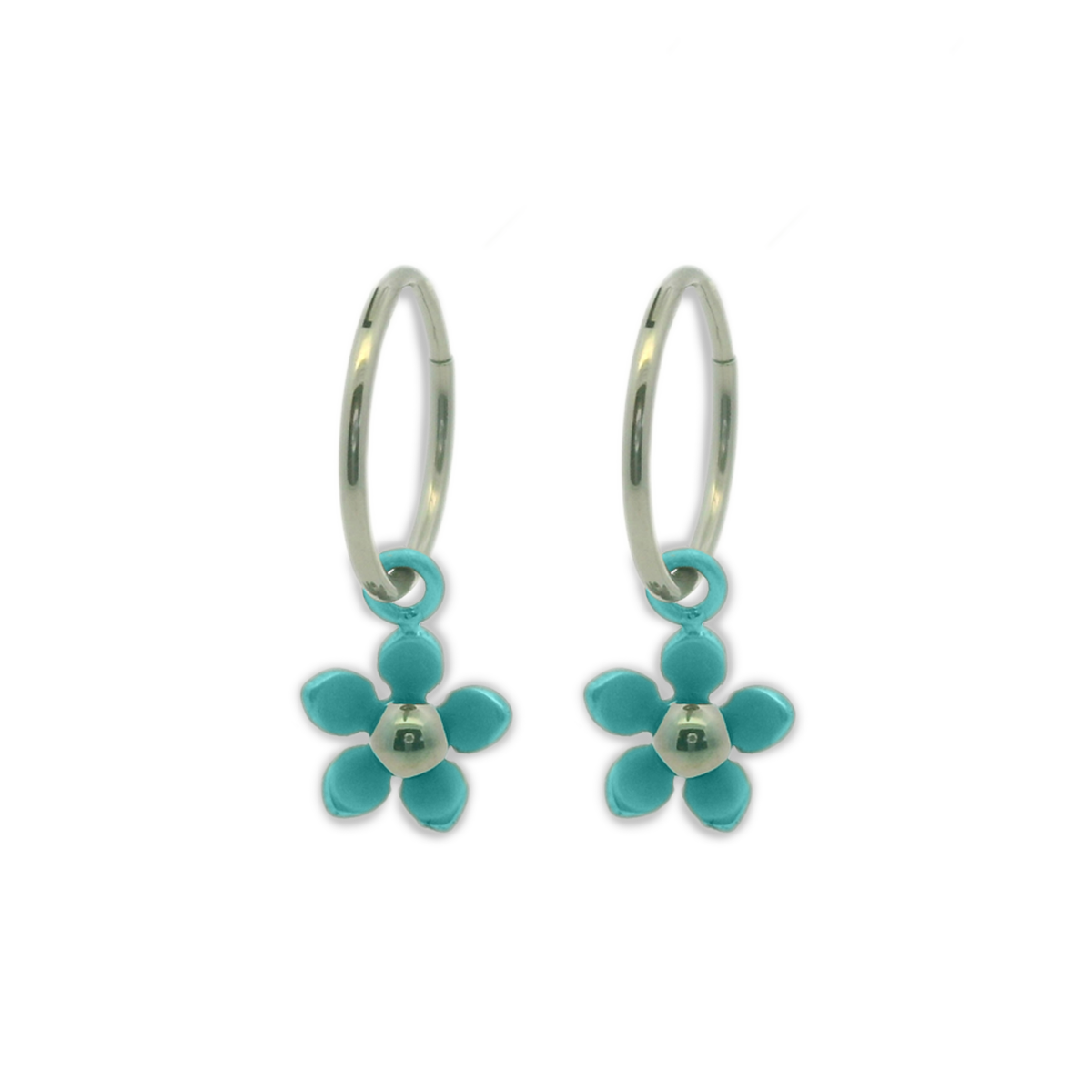 Five Petal Flower Charm Hoops