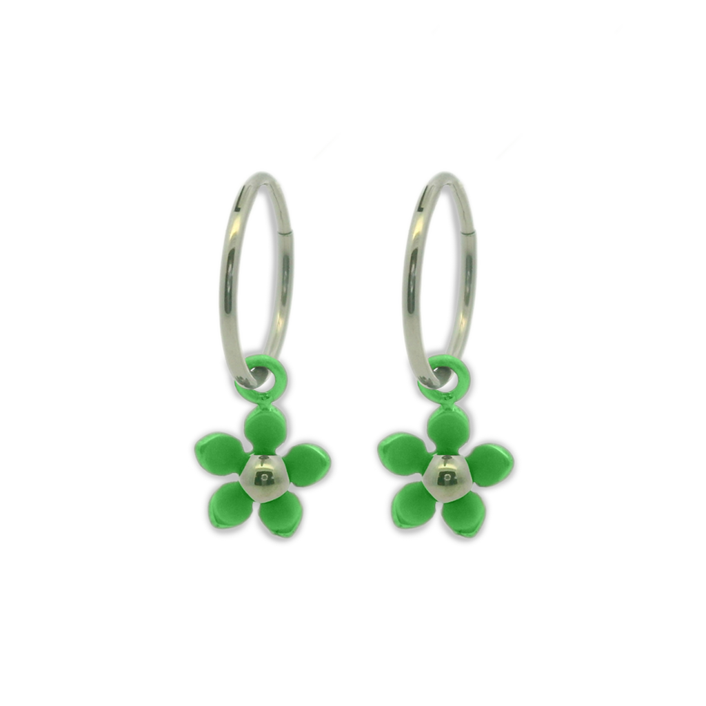 Five Petal Flower Charm Hoops