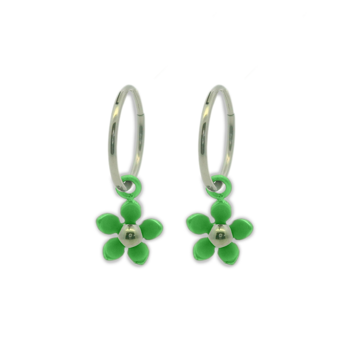Five Petal Flower Charm Hoops