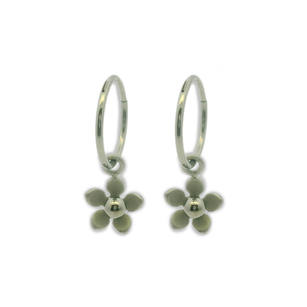 Five Petal Flower Charm Hoops