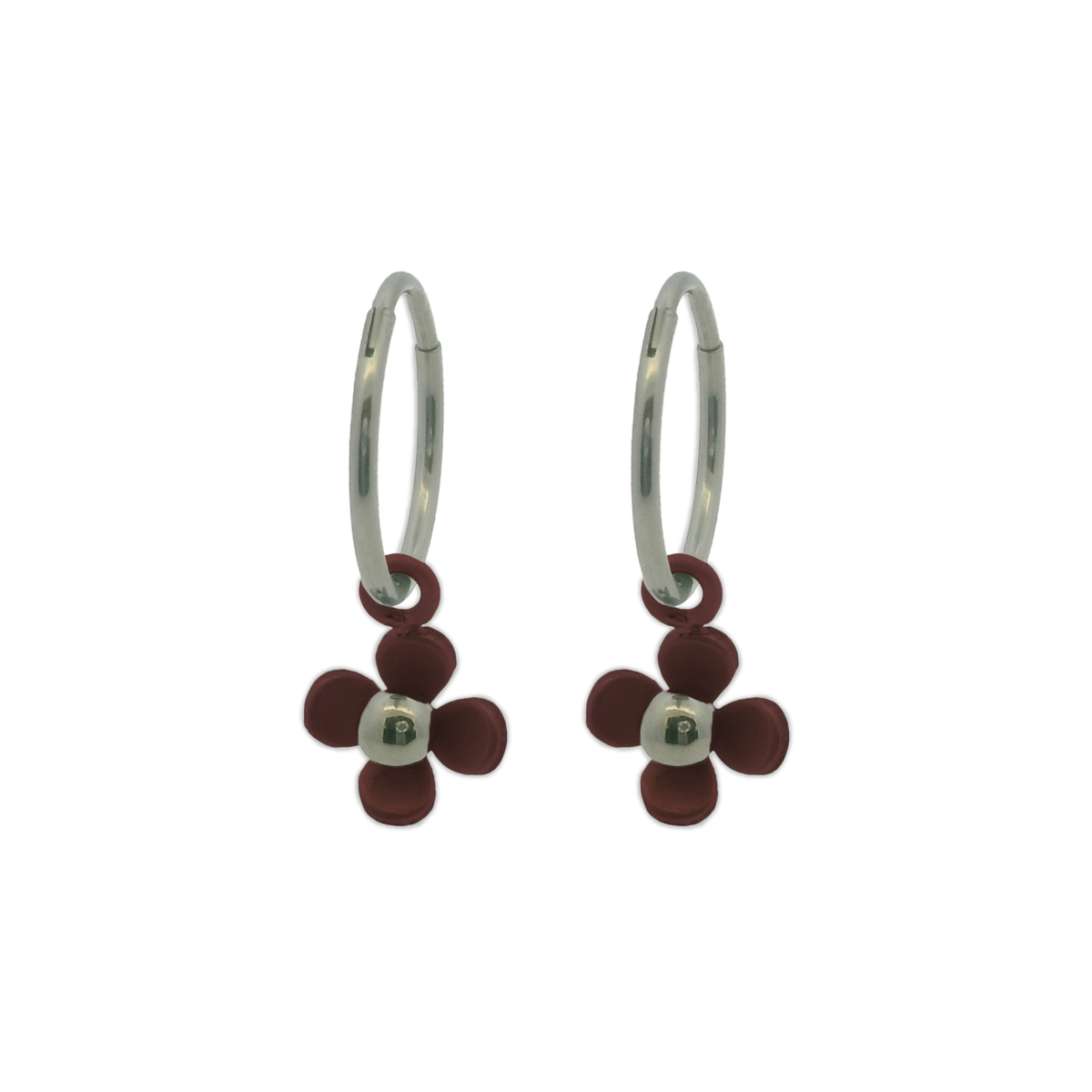 Four Petal Flower Charm Hoops