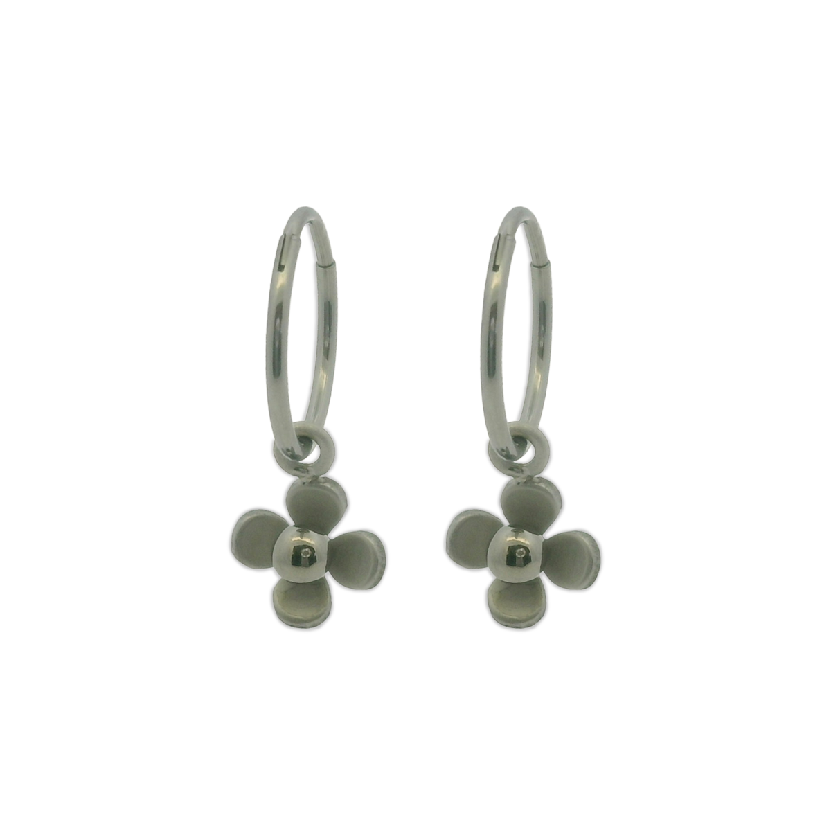Four Petal Flower Charm Hoops