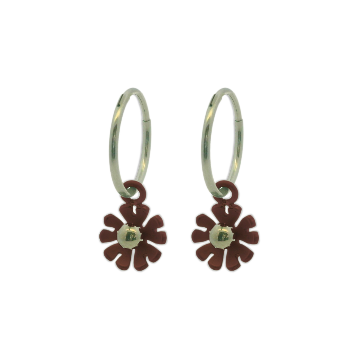 Ten Petal Flower Charm Hoops