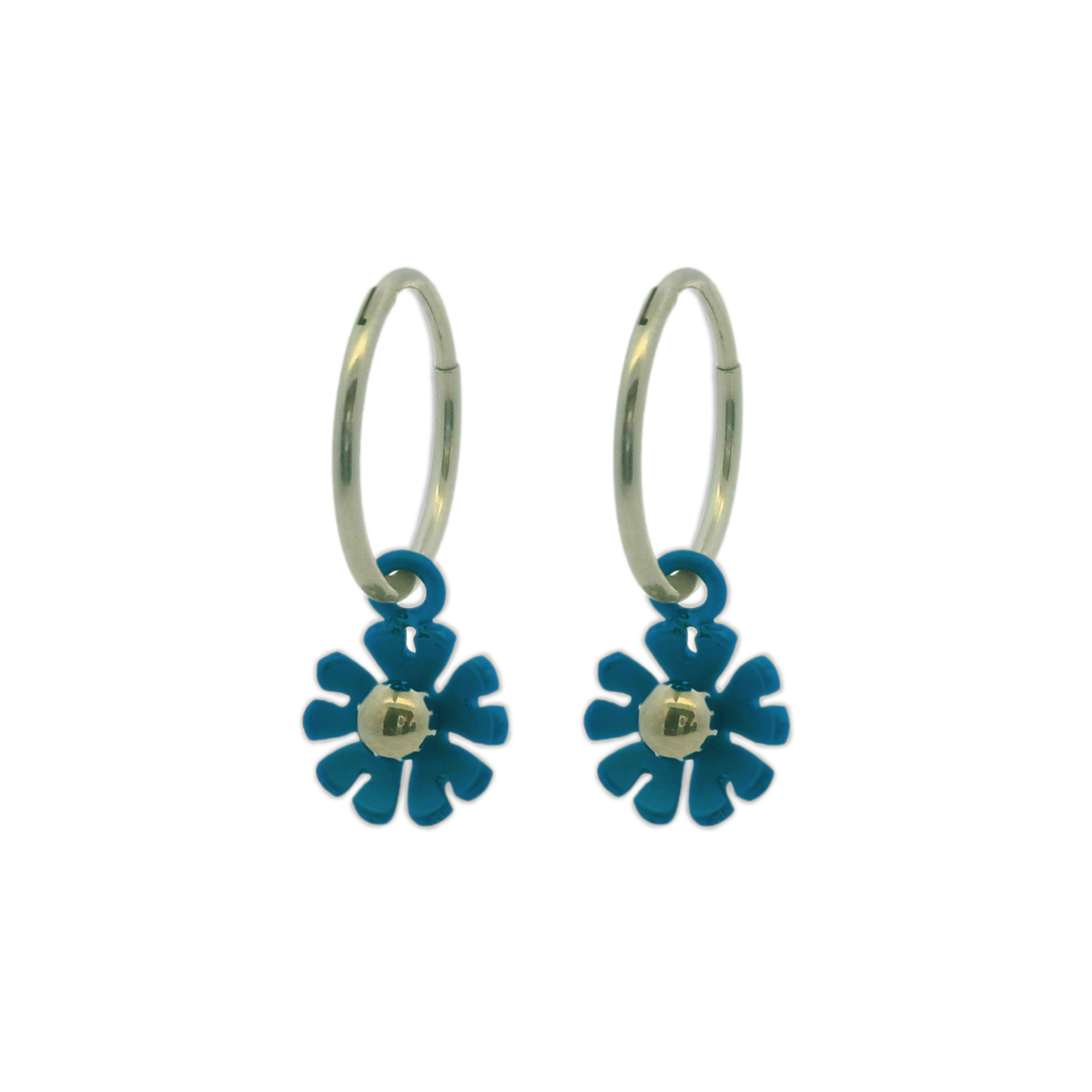 Ten Petal Flower Charm Hoops