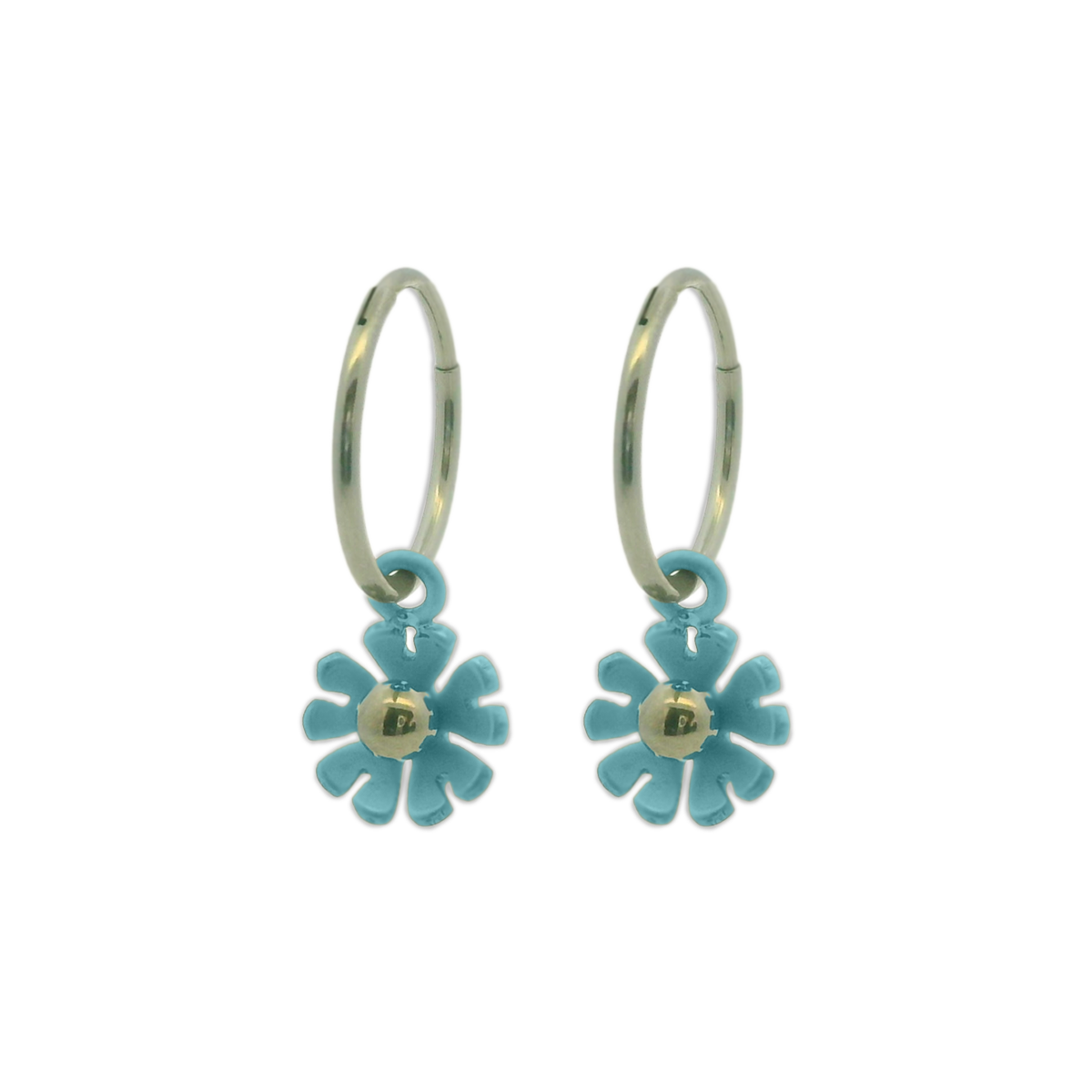 Ten Petal Flower Charm Hoops