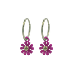 Ten Petal Flower Charm Hoops