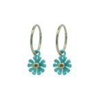 Ten Petal Flower Charm Hoops