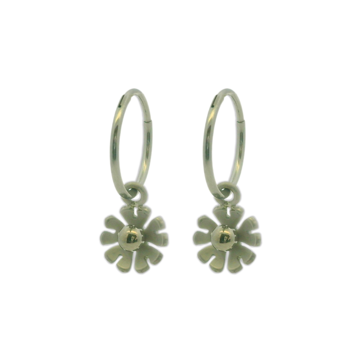 Ten Petal Flower Charm Hoops