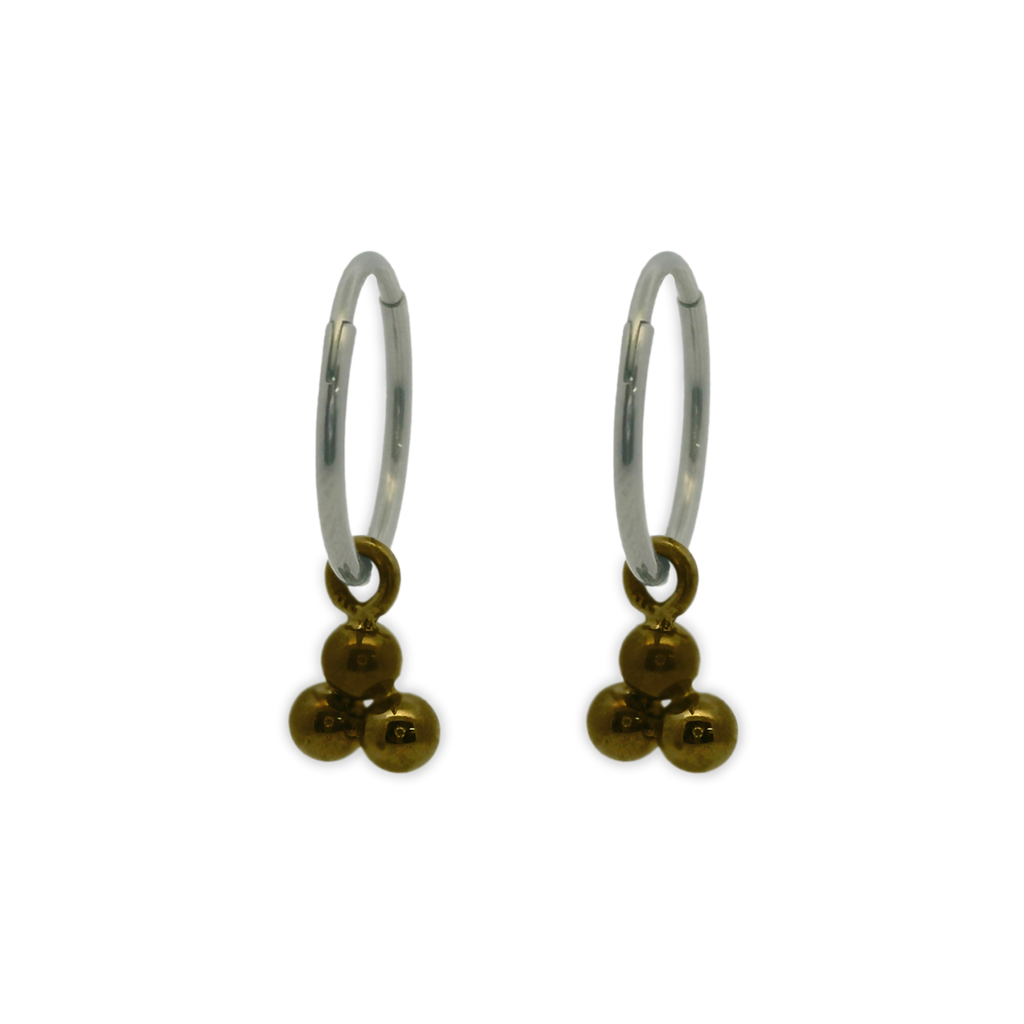 Triple Bead Charm Hoops