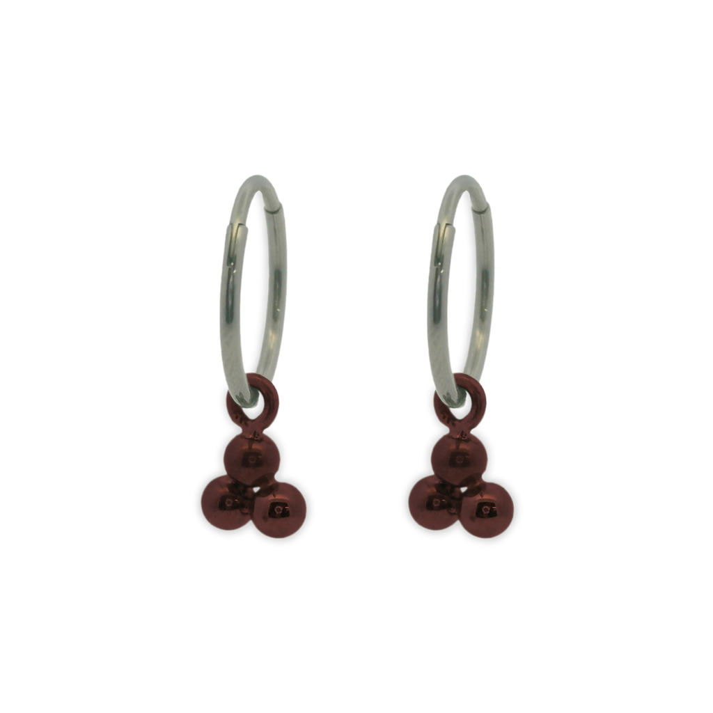 Triple Bead Charm Hoops