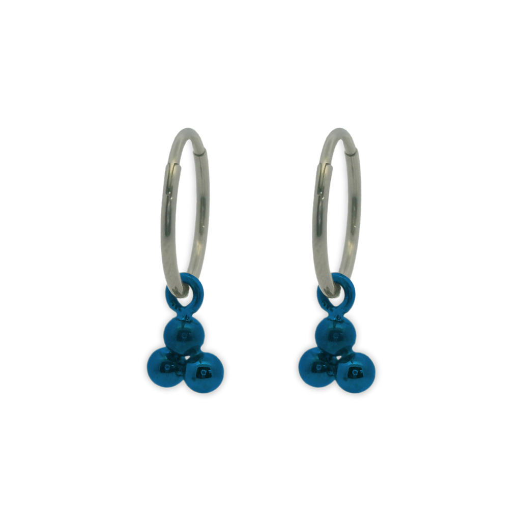 Triple Bead Charm Hoops