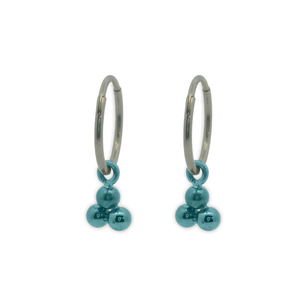 Triple Bead Charm Hoops