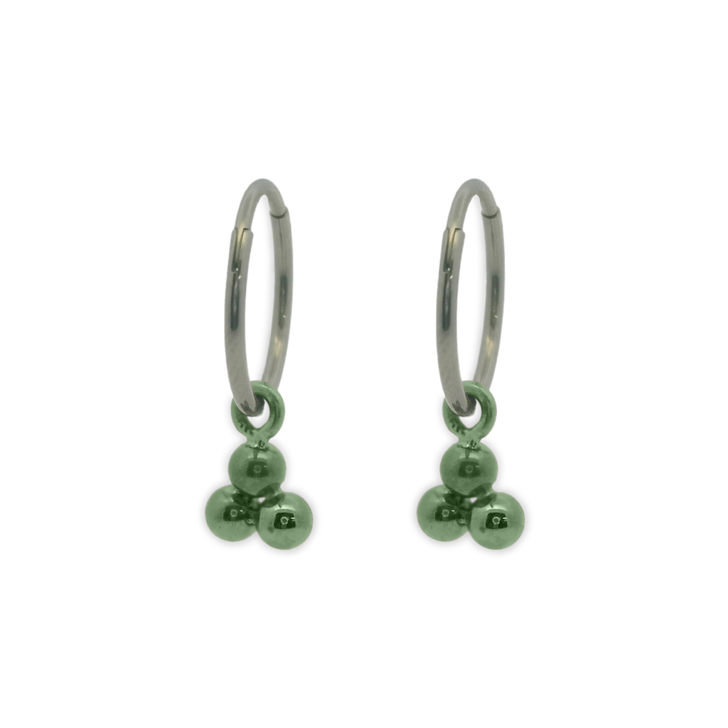 Triple Bead Charm Hoops