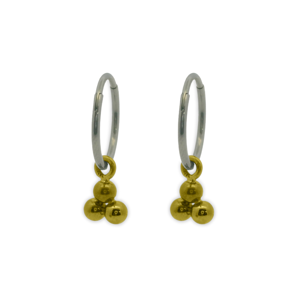 Triple Bead Charm Hoops