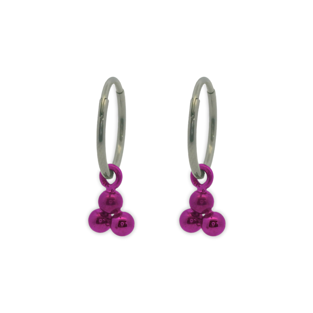 Triple Bead Charm Hoops