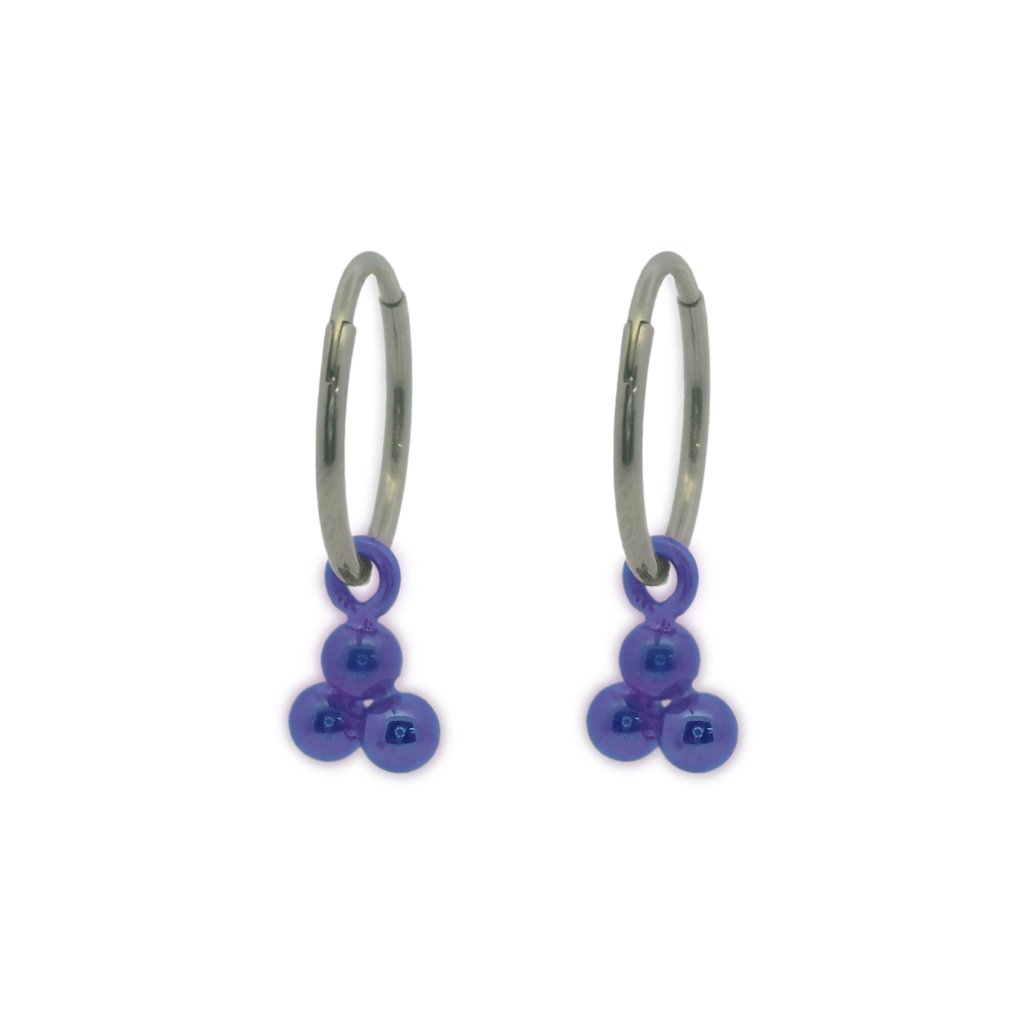 Triple Bead Charm Hoops