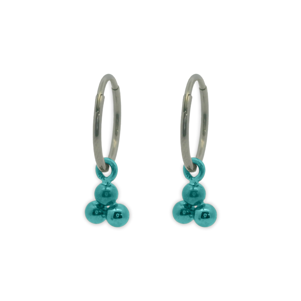 Triple Bead Charm Hoops