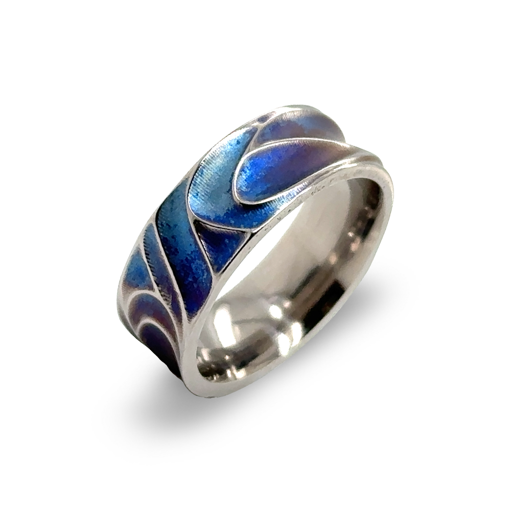 Denim Deep Carved Wave Ring