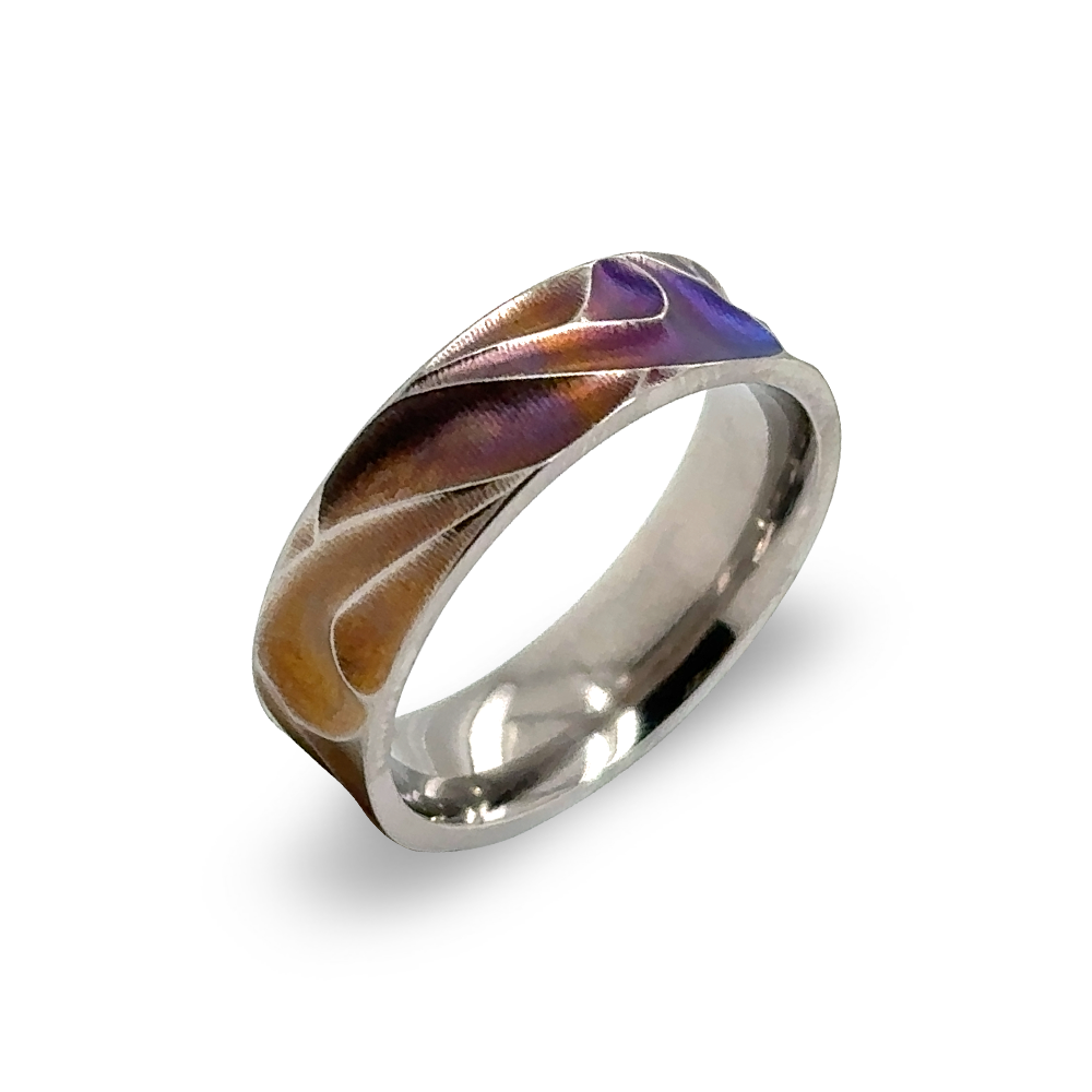 Denim Deep Carved Wave Ring