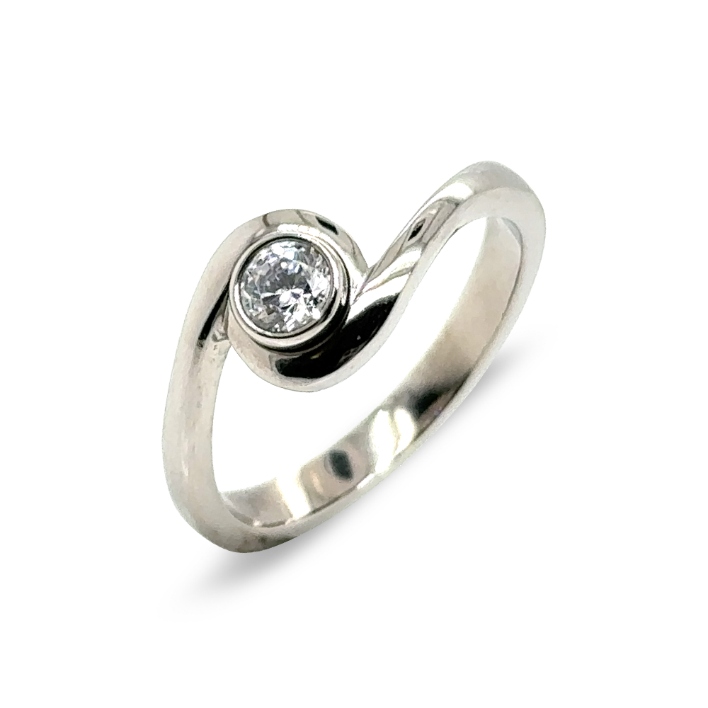 Crossover Twist Diamond Engagement Ring