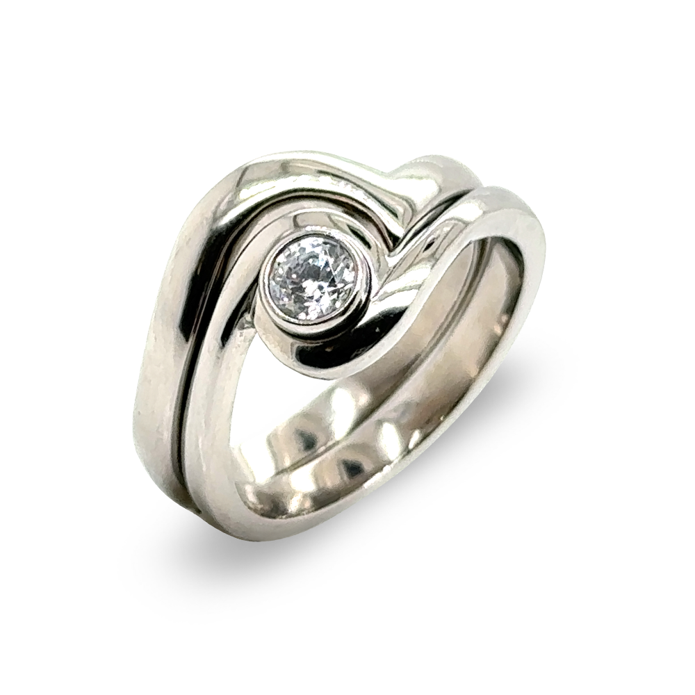 Crossover Twist Diamond Engagement Ring