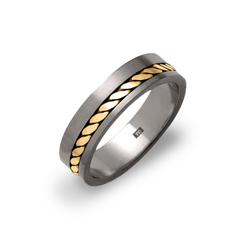 Offset Rope Inlay Ring – Ti2 Titanium