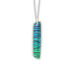 Small colourful scratch art pendant and silver chain