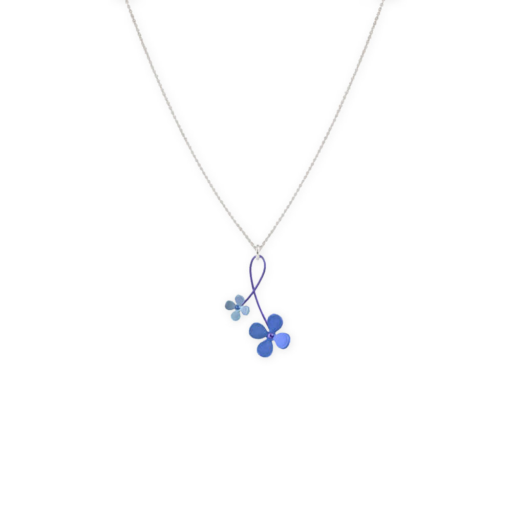 Double Four Petal Flower Twist Pendant Necklace